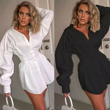 Load image into Gallery viewer, Hot sale Women Shirt Dress Casual Flared Swing Skater Office Lady Women Deep Femal Elegant Sexy Party Ladies Long Sleeve  Blusas
