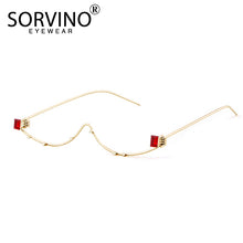 Load image into Gallery viewer, SORVINO 2020 Slim No Lens Cat Eye Glasses Frame Brand Designer Women Half Red Diamond Lensless Cateye Sunglasses SVN56
