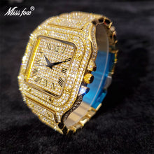 Load image into Gallery viewer, Dropshipping Gold Men Watch Ice Out Lab Diamond Square Watches for Male Waterproof Hip Hop bling bling Cool Hour Gift Wholesale
