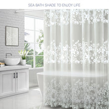 Load image into Gallery viewer, White Flower Bath Curtain Waterproof Peva Shower Curtains Fog Translucent Curtains Large Wide With Hooks Bathroom Screen Decor
