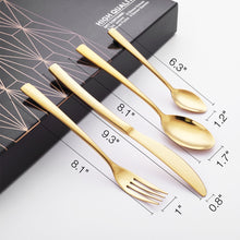 Load image into Gallery viewer, 16 PCS Gold Cutlery Set Flatware Set Mirror Polishing Cutlery Sets Stainless Steel Polish Dinnerware Spoons/Knives/Fork Gift Box
