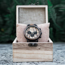 Load image into Gallery viewer, Men Watch BOBO BIRD Top Brand Wood Metal Chronograph Quartz Movement Wristwatch Calendar Timepiece Logo Customize Christmas Gift
