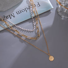 Load image into Gallery viewer, FNIO Vintage Multi Layered Women&#39;s Necklaces Pearl Round Coin Gold Necklaces Bohemia Fashion Long pendant Necklace 2020 Jewelry

