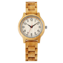 Load image into Gallery viewer, 2020 Simple Women Wood Watch Natural All Bamboo Wood Clock Watch Top Brand Luxury Quartz Ladies Dress Watch Wooden Bangle reloj

