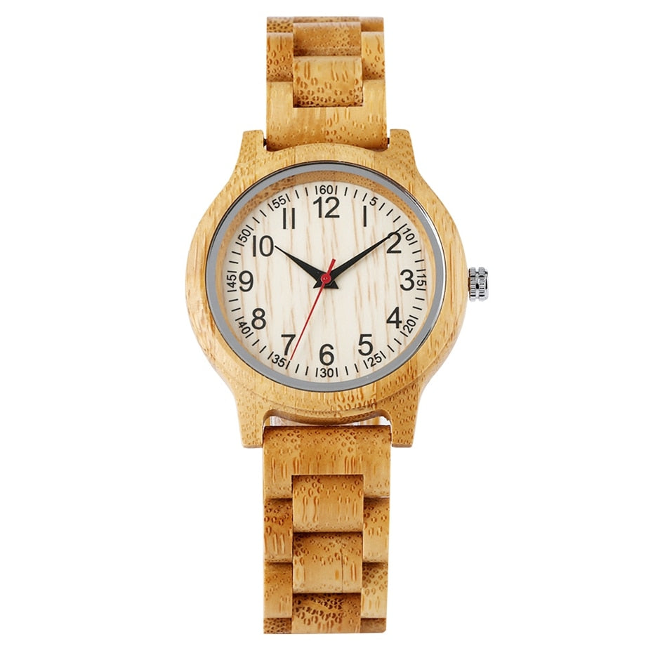 2020 Simple Women Wood Watch Natural All Bamboo Wood Clock Watch Top Brand Luxury Quartz Ladies Dress Watch Wooden Bangle reloj
