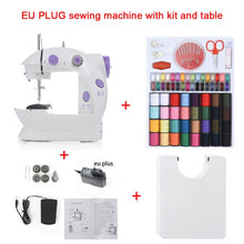Load image into Gallery viewer, INNE Sewing Machine Mini Portable Household Night Light Foot Pedal Straight Line Hand Table Two Thread Kit Electric
