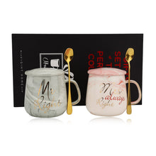 Load image into Gallery viewer, Mr Right Mrs Always Right Couple Coffee Mugs - Bridal Shower Wedding Anniversary Valentine&#39;s Day Gift - Ceramic Marble Cups Set
