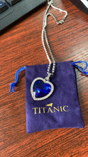 Load image into Gallery viewer, Titanic Heart of Ocean blue heart love forever pendant Necklace + velvet bag
