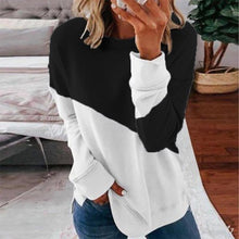 Load image into Gallery viewer, Patchwork T-shirt Women Long Sleeve Tops Tee 2021 Spring Autumn T Shirt Women Clothes Female O-neck Tee harajuku mujer camisetas
