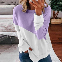 Load image into Gallery viewer, Patchwork T-shirt Women Long Sleeve Tops Tee 2021 Spring Autumn T Shirt Women Clothes Female O-neck Tee harajuku mujer camisetas
