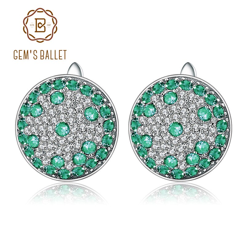 Gem's Ballet Natural Green Agate Gemstone Earrings 925 Sterling Silver Vintage Stud Earrings For Women Fine Jewelry