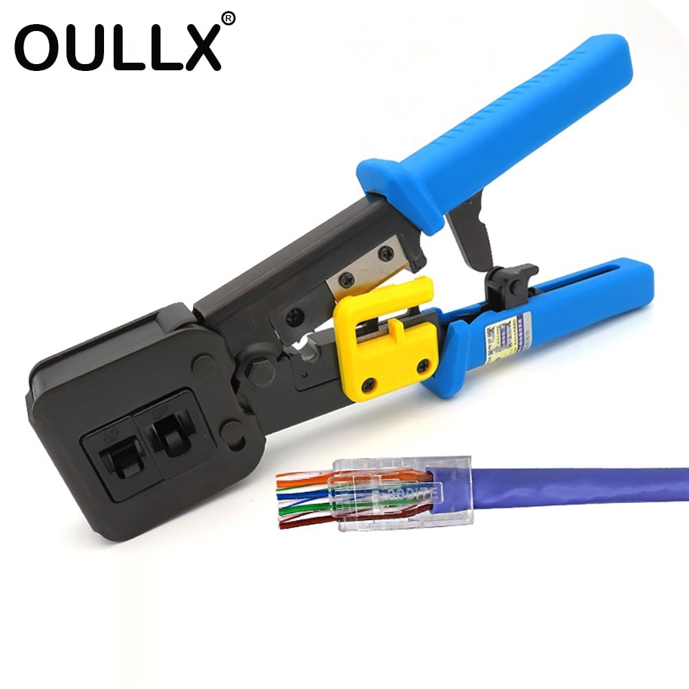 OULLX EZ RJ45 Crimper Hand Network Tools Pliers RJ12 cat5 cat6 8p8c Cable Stripper Pressing Clamp Tongs Clip Multi Function
