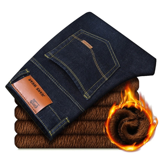 2019 New Men Activities Warm Jeans High Quality Famous Brand Autumn Winter Jeans warm flocking warm soft men jeans