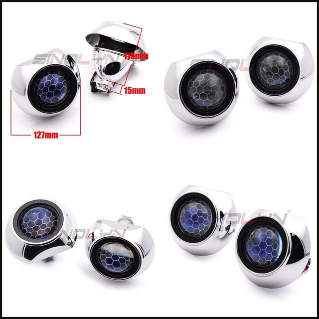 Sinolyn Headlight Lenses 2.5 Honeycomb Bixenon Lens HID Projector Devil Eyes Automobiles For H4 H7 Car Lights Accessories Tuning