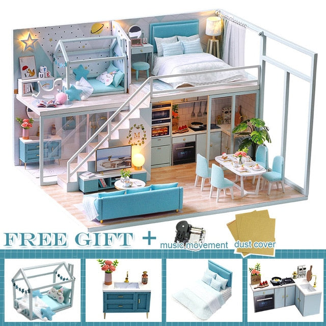 CUTEBEE DIY Dollhouse Wooden doll Houses Miniature Doll House Furniture Kit Casa Music Led Toys for Children Birthday Gift M21