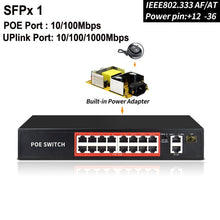 Load image into Gallery viewer, POE switch 48V with 8 100Mbps Ports IEEE 802.3 af/at ethernet switch Suitable for IP camera/Wireless AP/POE camera
