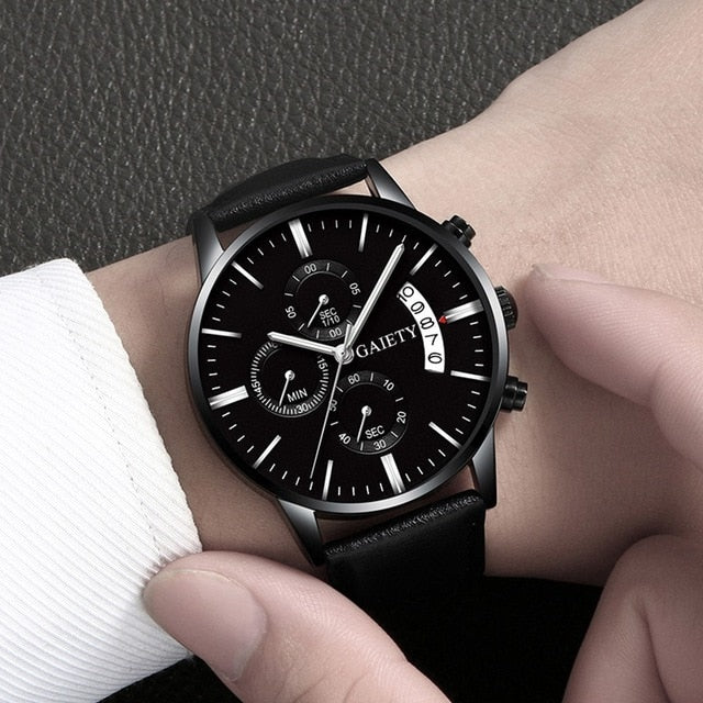 2019 relogio masculino watches men Fashion Sport Stainless Steel Case Leather Band watch Quartz Business Wristwatch reloj hombre