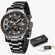Load image into Gallery viewer, Relogio Masculino LIGE New Sport Chronograph Mens Watches Top Brand Luxury Full Steel Quartz Clock Waterproof Big Dial Watch Men
