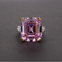Load image into Gallery viewer, OEVAS Luxury Big Square Pink Yellow White AAAAA+ Zicon S925 Sterling Silver Wedding Rings Girls Birthday Stone Jewelry Dropship
