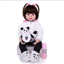 Load image into Gallery viewer, KEIUMI Realistic Reborn Baby Girl Doll Cloth Body Stuffed Lifelike Babies Doll Toy Wear Panda Clothing Kid Xmas Birthday Gifts
