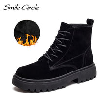 Load image into Gallery viewer, Smile Circle Ankle Boots Suede Leather women Flat platform Short Boots Ladies shoes fashion Autumn winter boots
