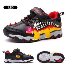 Load image into Gallery viewer, Dinoskulls 3-8 Boys Autumn Winter Shoes Dinosaur LED Glowing Sneakers 2020 Children Sports 3D T-Rex Kids Genuine Leather Shoes
