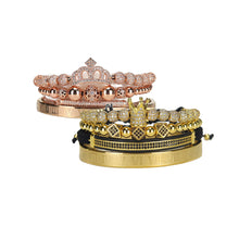 Load image into Gallery viewer, Luxury King Queen Crown Men Women Couple Lover Bracelet Stainless steel bangle CZ beads bracelets bangles for Men Women Jewelry
