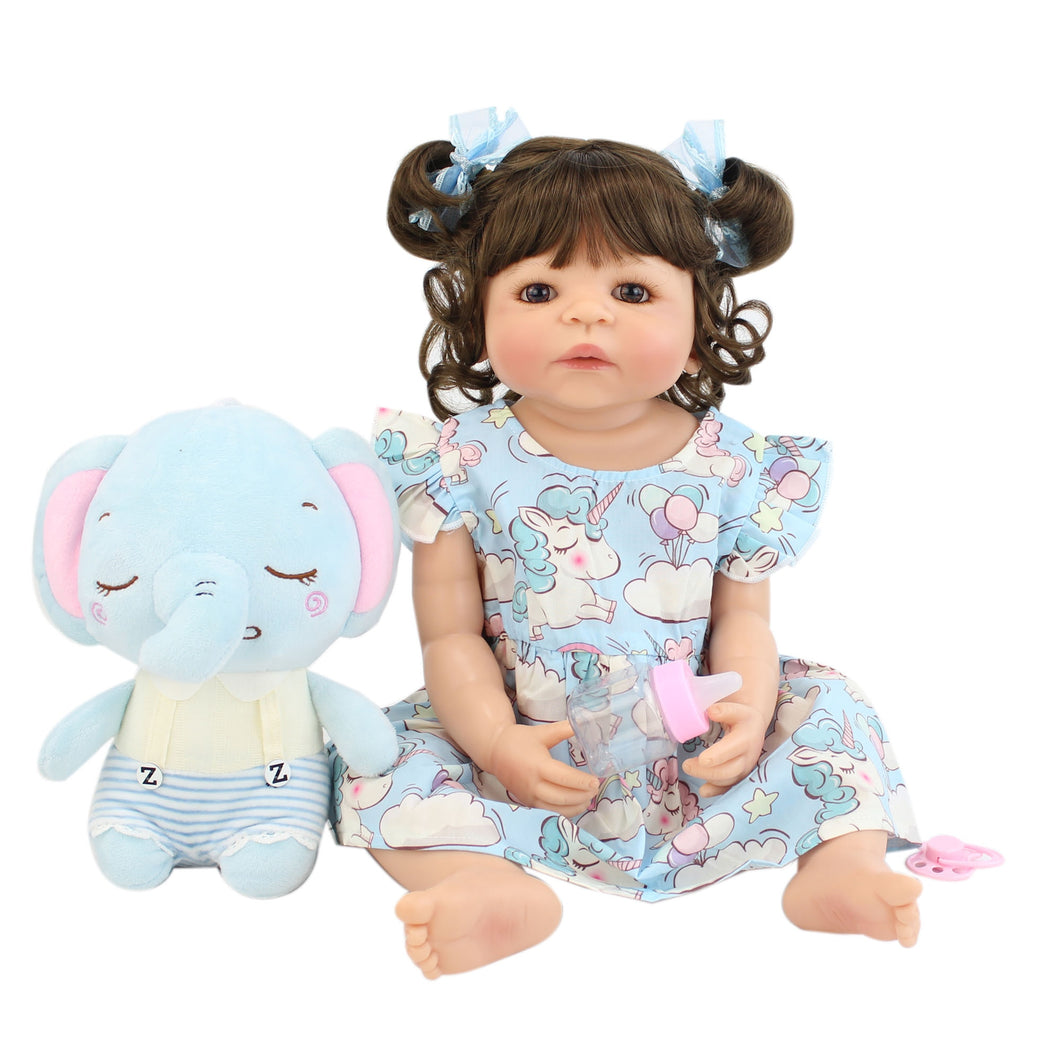 55cm Full Silicone Vinyl Body Reborn Doll Bebe Toy For Girl Bonecas Newborn Princess Babies Bathe Toy Lovely Birthday Gift
