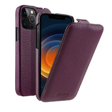 Load image into Gallery viewer, Genuine Leather Flip Case For iPhone 12 Pro Max 12Pro mini 11 Business Luxury Vertical Open Real Cow Phone Cases Bag Cover
