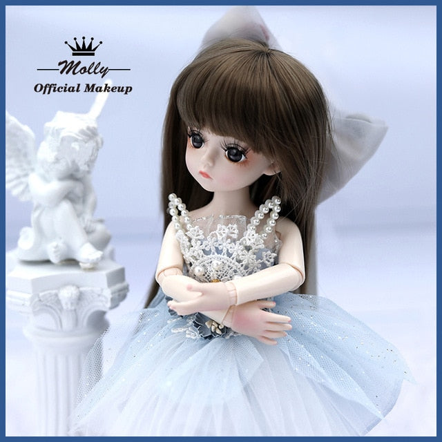 UCanaan 1/6 BJD Doll 30CM 18 Ball Joints Dolls With Full Outfits Dress Wig Shoes Makeup Girls DIY Toys Best Gifts Collection