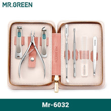 Load image into Gallery viewer, MR.GREEN Manicure Set Pedicure Sets Nail Clippers Tools Stainless Steel Professional Nail Scissors Cutter Travel Case Kit 7in1
