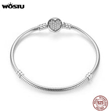 Load image into Gallery viewer, Luxury 100% 925 Sterling Silver Sparkling Heart Snake Chain Fit Original  Charm Bracelet &amp; Bangle For Women Fine Jewelry XCHS916
