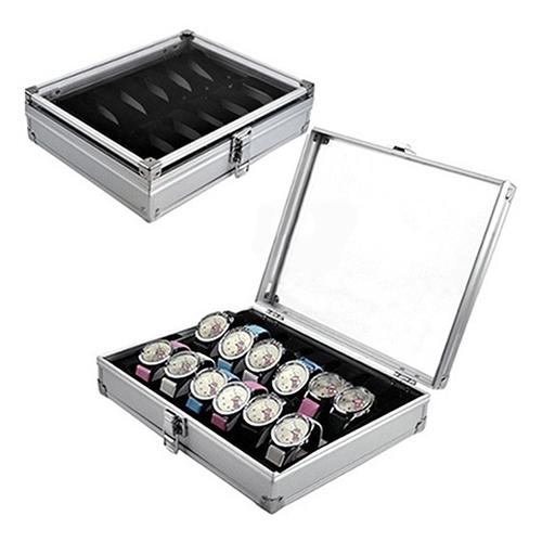 metal box Watch storage box Aluminum Alloy Case Useful 6/12 Grid SlotsJewelry Watches Aluminium Alloy Display Storage Box Case