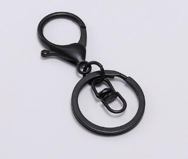 100pcs Lobster Clasp Keychain 30mm Round Hook Keyring Golden Silver-Plate Key Chains for Jewelry Making Charms
