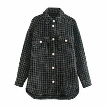 Load image into Gallery viewer, ZXQJ Tweed Women Vintage Oversize Plaid Shirts 2021 Spring-Autumn Chic Ladies Streetwear Loose Shirt Elegant Female Outfit Girls
