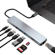 Load image into Gallery viewer, tebe USB Type-C Hub To 4K HDMI RJ45 USB SD/TD Card Reader PD Fast Charge 8-in-1 Multifunction Adapter For MacBook Pro
