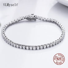 Load image into Gallery viewer, Classic 17.5CM Tennis Bracelets Real 925 Silver Jewelry 2mm 3mm 4mm 5A Zironia Eternal Wedding Luxury Sterling Silver Bracelet
