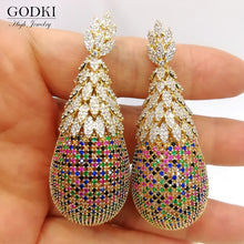Load image into Gallery viewer, GODKI Luxury Pineapple Drop Earrings For Women Wedding Cubic Zirconia Dubai Bridal Earrings Costume Jewelry 2021 Summer Party
