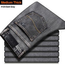 Load image into Gallery viewer, 2021 New Men&#39;s Stretch Regular Fit Jeans Business Casual Classic Style Fashion Denim Trousers Male Black Blue Gray Pants
