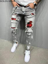 Load image into Gallery viewer, 2021 New Men&#39;s Slim-Fit Ripped Jeans Men&#39;s Painted Jeans Patch Beggar Pants Jumbo Men&#39;s Hip Hop Pants Size S-4XL
