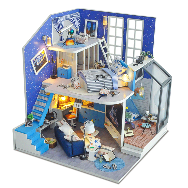 Cutebee DIY DollHouse Wooden Doll Houses Miniature Dollhouse Furniture Kit Toys for Children New Year Christmas Gift  Casa M025