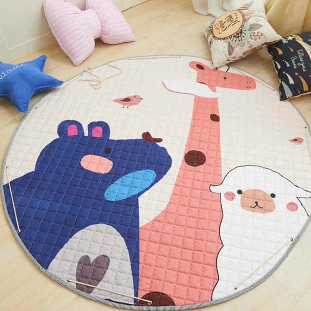 950g Carpet for Children Baby Play Mats Educational Mat Kids Storage Bag for Toy 150cm Cartoon Round Rug Puzzle Mat On the Floor
