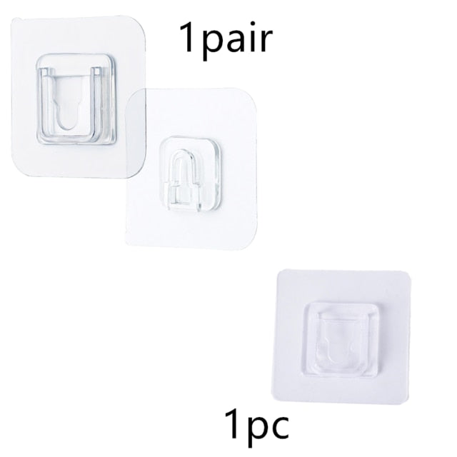 1 Pair Double Sided Wall Adhesive Hook Paste Plug Socket Holder Cable Storage Plug Fixing Organize Seamles Waterproof Reusable