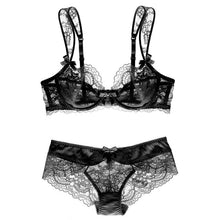 Load image into Gallery viewer, Varsbaby  Ultra-thin Transparent Large Size Underwear Sexy Floral Bra+Panty Set
