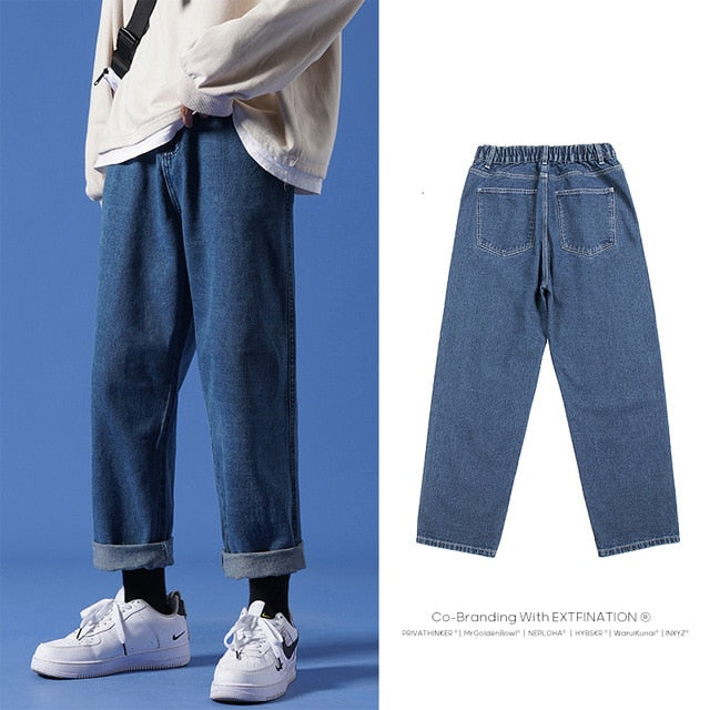 Privathinker Men Streetwear Blue Jeans 2020 Women Black Jeans Korean Fashions Harem Pants Male Denim Pants OverSize