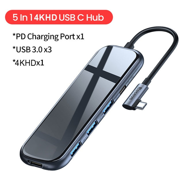 Baseus USB Type C HUB to HDMI-compatible Adapter RJ45 Lan Multi USB PD 3.0 USB-C HUB For MacBook Pro Air Dock USBC Splitter HUB