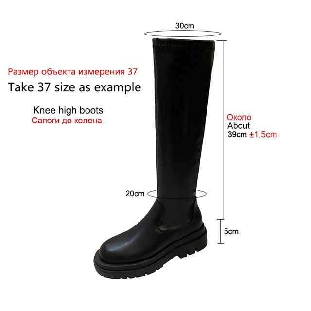 slim flat Thigh High Boots Platform Women Slim Thick Sole Over The Knee Boots Women Shoes Black Winter Long Boots Women 2020