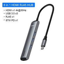 Load image into Gallery viewer, Baseus USB C HUB USB to Multi HDMI-compatible USB 3.0 RJ45 Carder Reader OTG Adapter USB Splitter for MacBook Pro Air HUB Dock
