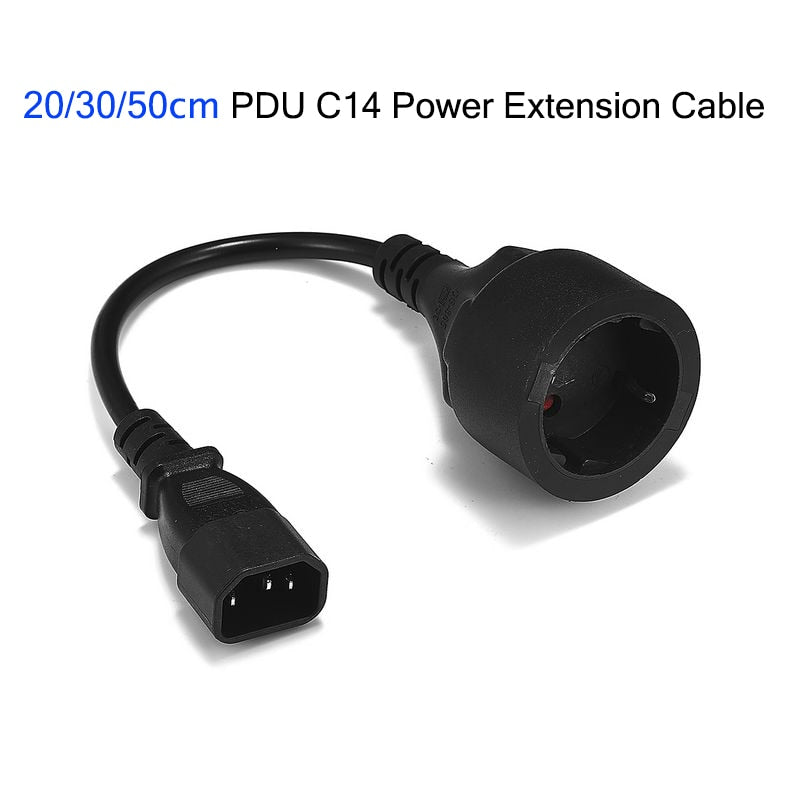 UPS Power Extension Cable Cord 20cm 30cm 50cm IEC 320 C14 Male To Schuko CEE7/4 Euro Plug AC Socket PDU UPS Power Cable