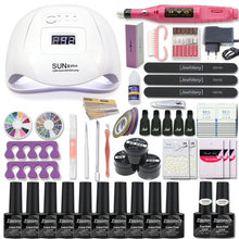 Load image into Gallery viewer, Manicure Set With 120W/80W/54W Led Nail Lamp Nail Set 35000RPM Nail drill Machine 40 Color UV Gel Nail Polish Kit Tools Set
